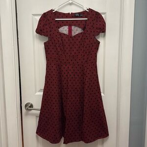 Dolly & Dotty Maroon Polka Dot Swing Dress - vintage, rockabilly, pinup